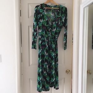 Green and purple Midi crossbody dress